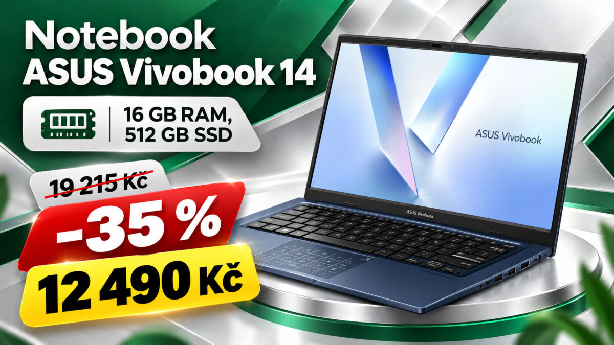 Notebook ASUS Vivobook 14 zlevnil o třetinu. Za 12 490 Kč nabízí 16 GB RAM a váží jen 1,4 kg