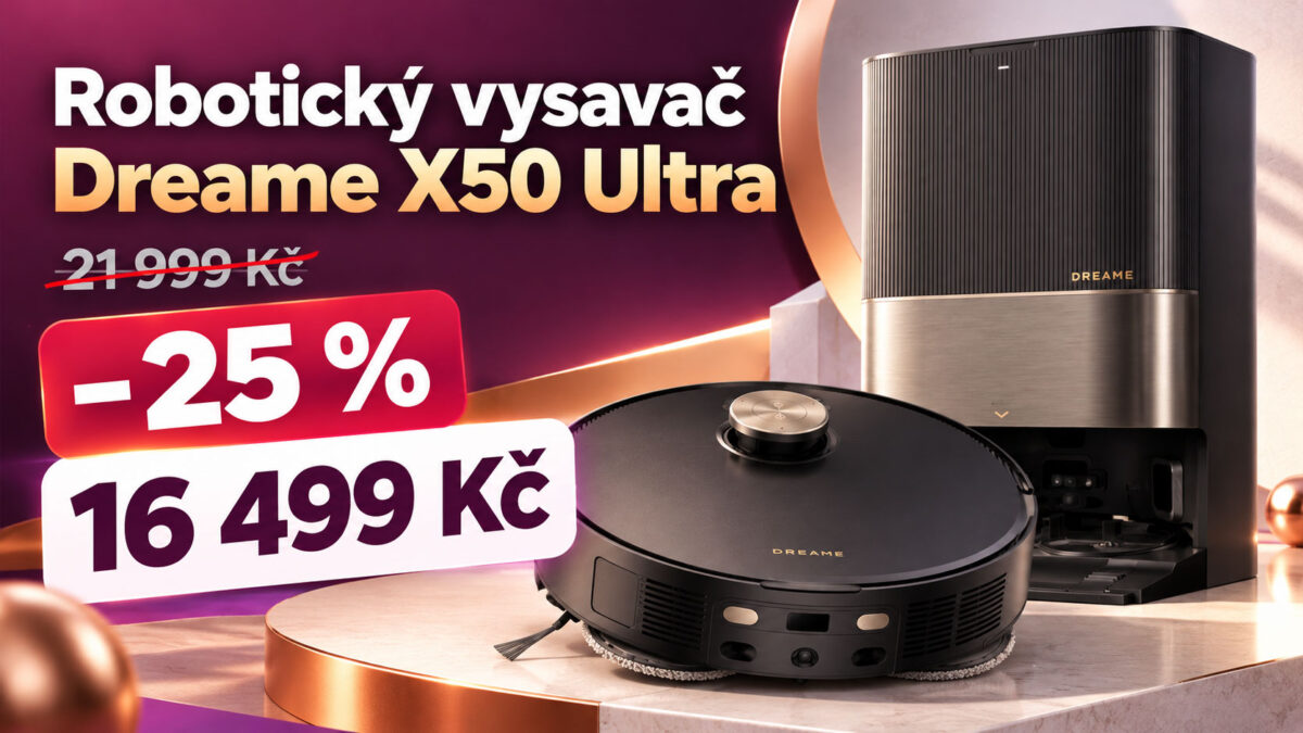 Robotický vysavač Dreame X50 Ultra zlevnil o čtvrtinu. Za 16 499 Kč vysaje, vytře a sám se vyprázdní